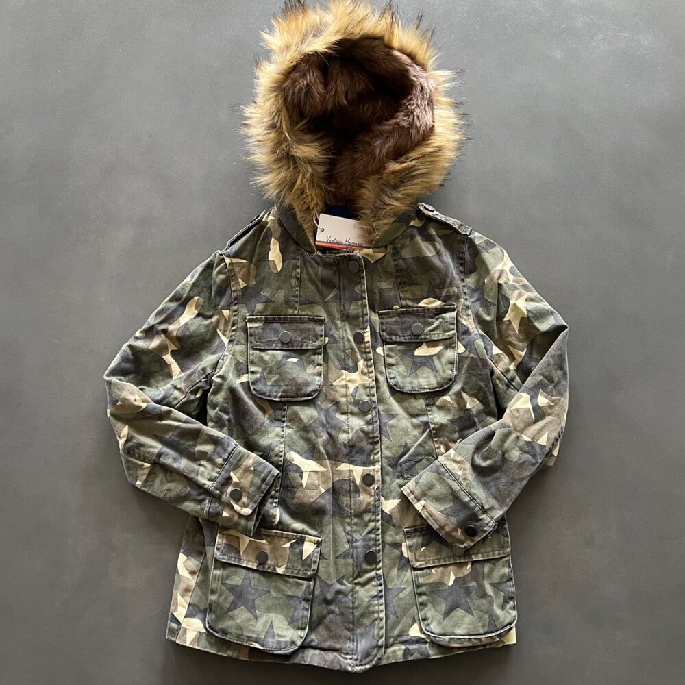Vintage Havana Girls’ Size Medium Camo Star Parka Jacket 10-12